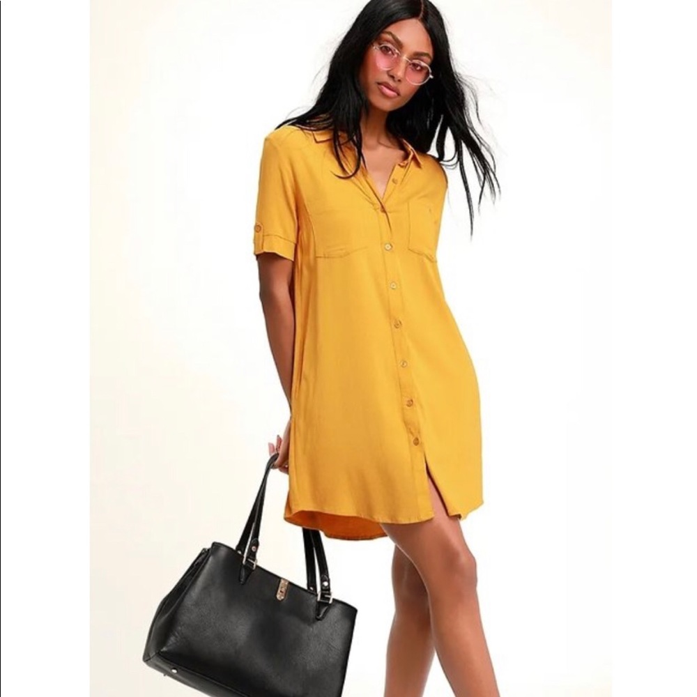 Lulus Oxford Comma Shirt Dress - Picture 1 of 4